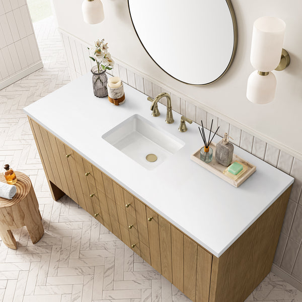 James Martin Hudson 60" Single Vanity, Light Natural Oak - Luxe Bathroom Vanities