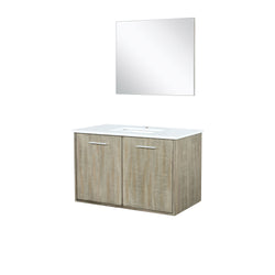 Lexora Collection Fairbanks 36 inch Rustic Acacia Bath Vanity, Cultured Marble Top and 28 inch Mirror - Luxe Bathroom Vanities