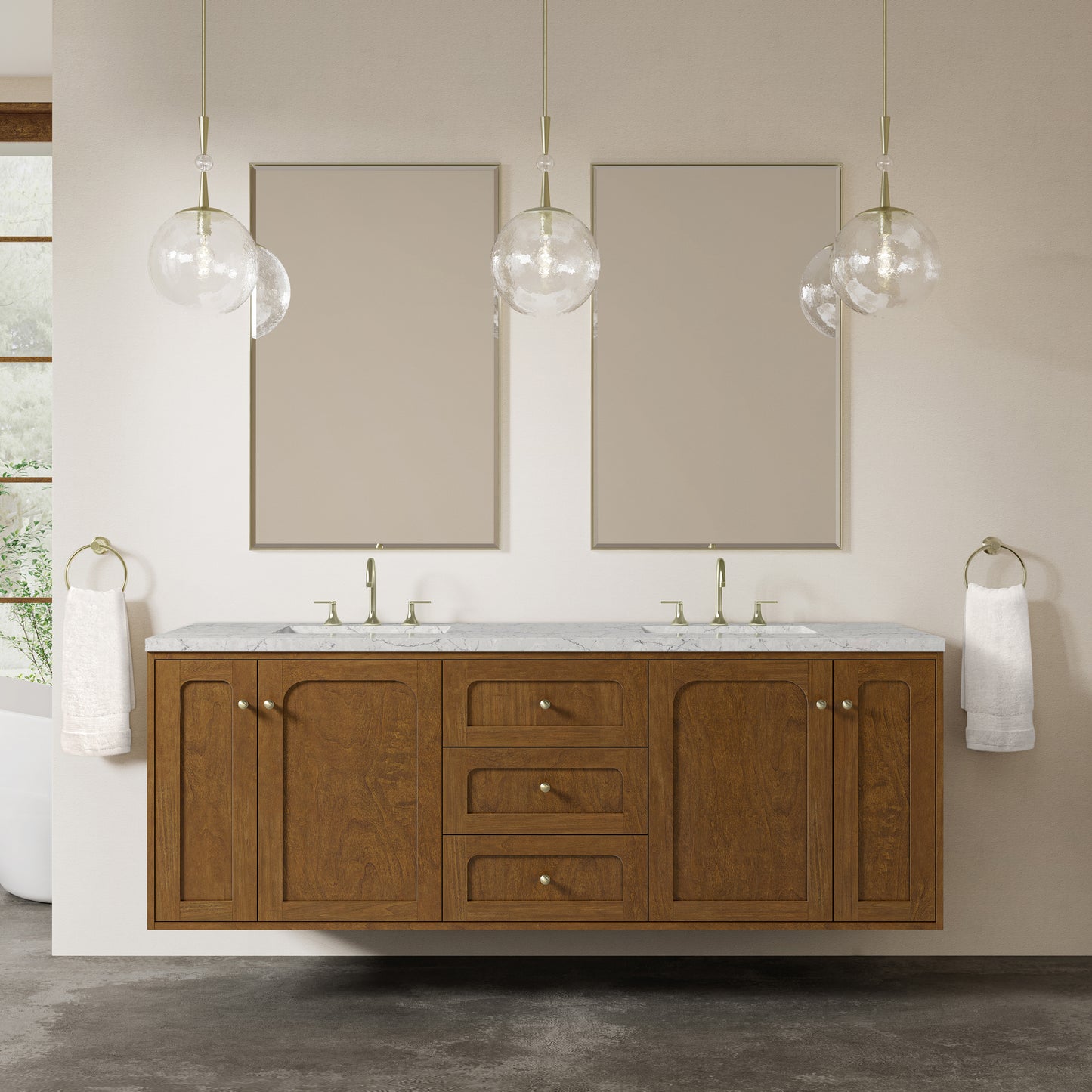 James Martin Laurent 72" Double Vanity with 3 CM Countertop & FreePower Wireless Charger