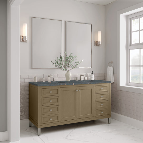 James Martin Chicago 60" Double Vanity with 3 CM Countertop & FreePower Wireless Charger