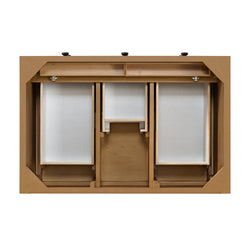 James Martin Malibu 36" Single Vanity, Amber Birch w/ Single Hole 3 CM White Zeus Top & Backsplash - Luxe Bathroom Vanities