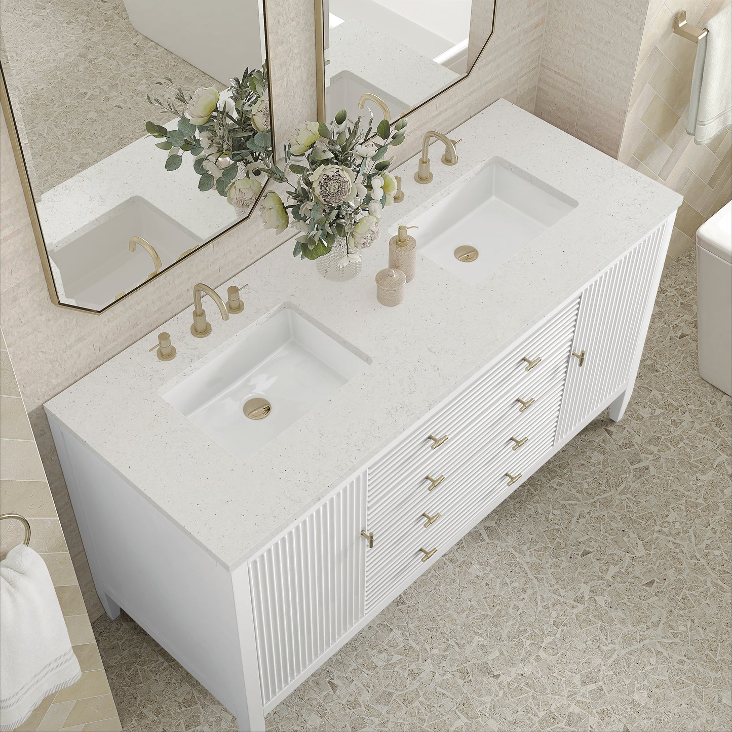 James Martin Myrrin 60" Double Vanity with 3 CM Countertop