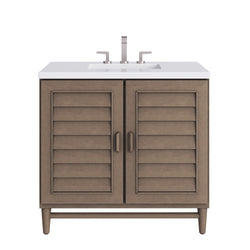 James Martin Portland 36" Single Vanity Whitewashed Walnut with 3 CM Countertop