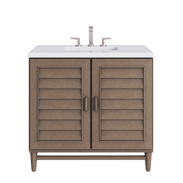 James Martin Portland 36" Single Vanity Whitewashed Walnut with 3 CM Countertop