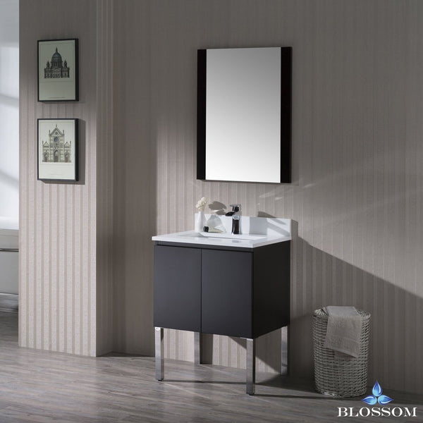 Blossom Monaco 24" w/ Mirror and Chrome Legs - Luxe Bathroom Vanities Luxury Bathroom Fixtures Bathroom Furniture
