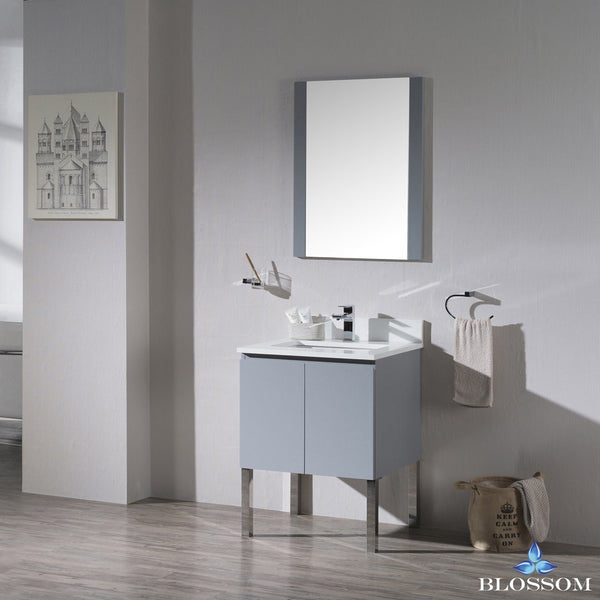 Blossom Monaco 24" w/ Mirror and Chrome Legs - Luxe Bathroom Vanities Luxury Bathroom Fixtures Bathroom Furniture