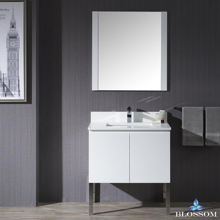 Blossom Monaco 30" w/ Mirror and Chrome Legs - Luxe Bathroom Vanities Luxury Bathroom Fixtures Bathroom Furniture