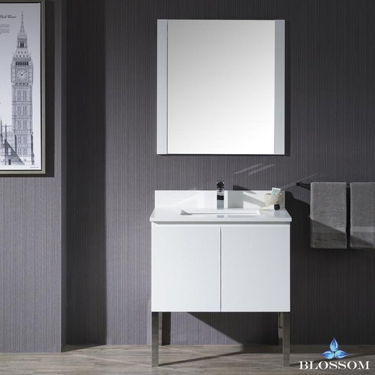Blossom Monaco 30" w/ Mirror and Chrome Legs - Luxe Bathroom Vanities Luxury Bathroom Fixtures Bathroom Furniture