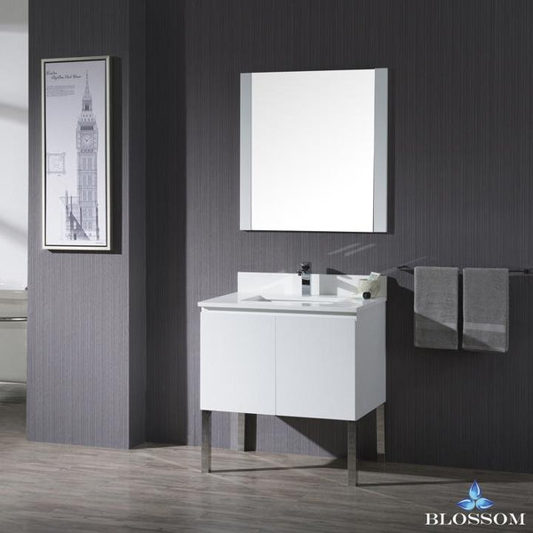 Blossom Monaco 30" w/ Mirror and Chrome Legs - Luxe Bathroom Vanities Luxury Bathroom Fixtures Bathroom Furniture