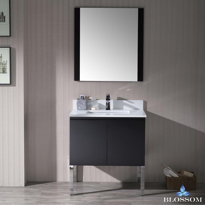 Blossom Monaco 30" w/ Mirror and Chrome Legs - Luxe Bathroom Vanities Luxury Bathroom Fixtures Bathroom Furniture