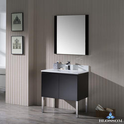 Blossom Monaco 30" w/ Mirror and Chrome Legs - Luxe Bathroom Vanities Luxury Bathroom Fixtures Bathroom Furniture