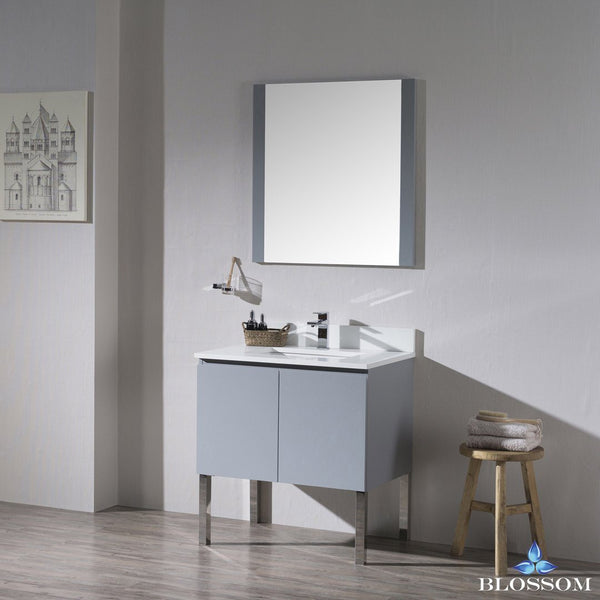 Blossom Monaco 30" w/ Mirror and Chrome Legs - Luxe Bathroom Vanities Luxury Bathroom Fixtures Bathroom Furniture