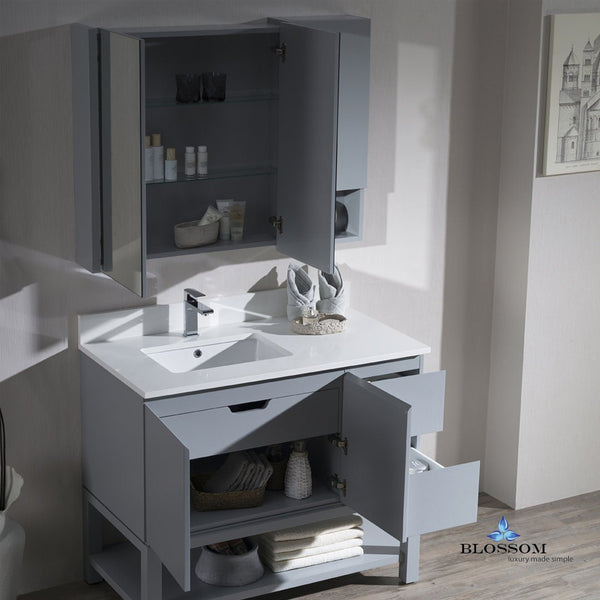 Blossom Monaco 42" Lt w/ Medicine Cabinet and Wall Cabinet - Luxe Bathroom Vanities Luxury Bathroom Fixtures Bathroom Furniture