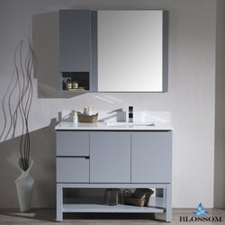 Blossom Monaco 42" Rt w/ Mirror and Wall Cabinet - Luxe Bathroom Vanities Luxury Bathroom Fixtures Bathroom Furniture