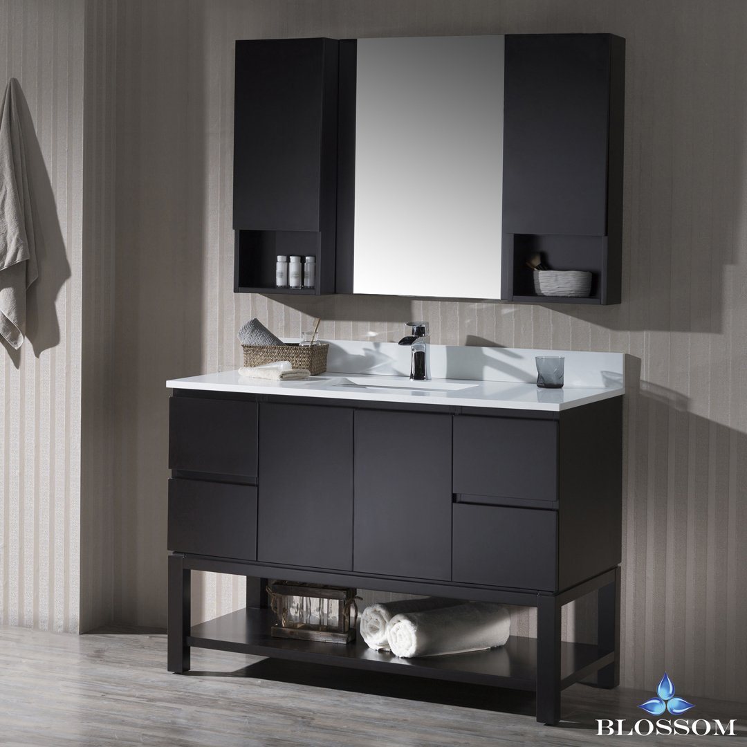 Blossom Monaco 48" w/ Mirror and Wall Cabinets - Luxe Bathroom Vanities Luxury Bathroom Fixtures Bathroom Furniture