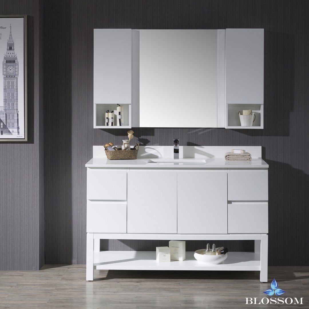 Blossom Monaco 54" w/ Mirror and Wall Cabinets - Luxe Bathroom Vanities Luxury Bathroom Fixtures Bathroom Furniture