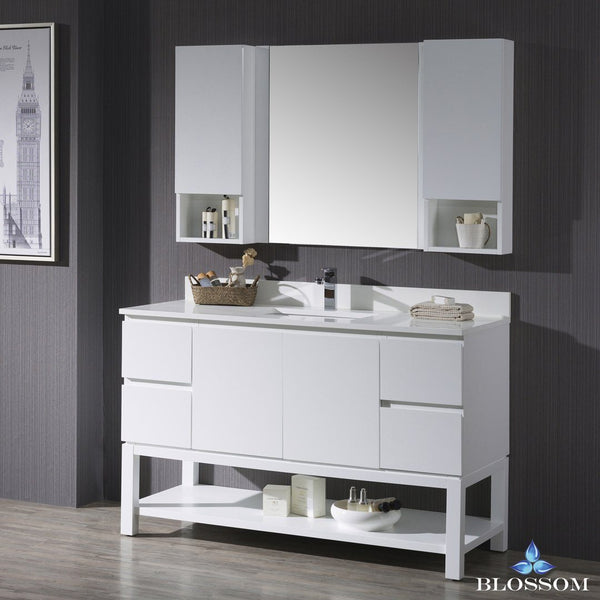 Blossom Monaco 54" w/ Mirror and Wall Cabinets - Luxe Bathroom Vanities Luxury Bathroom Fixtures Bathroom Furniture