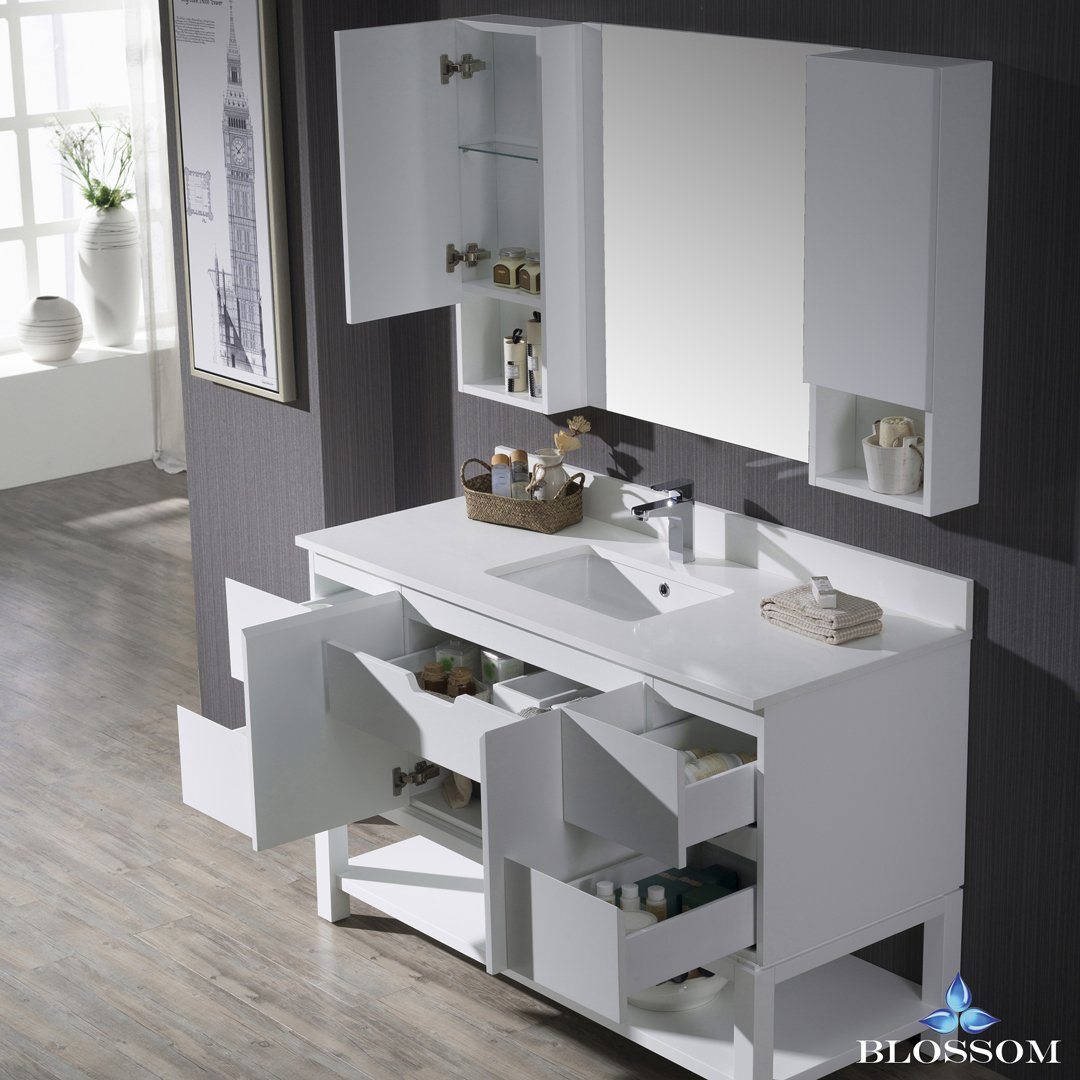 Blossom Monaco 54" w/ Mirror and Wall Cabinets - Luxe Bathroom Vanities Luxury Bathroom Fixtures Bathroom Furniture