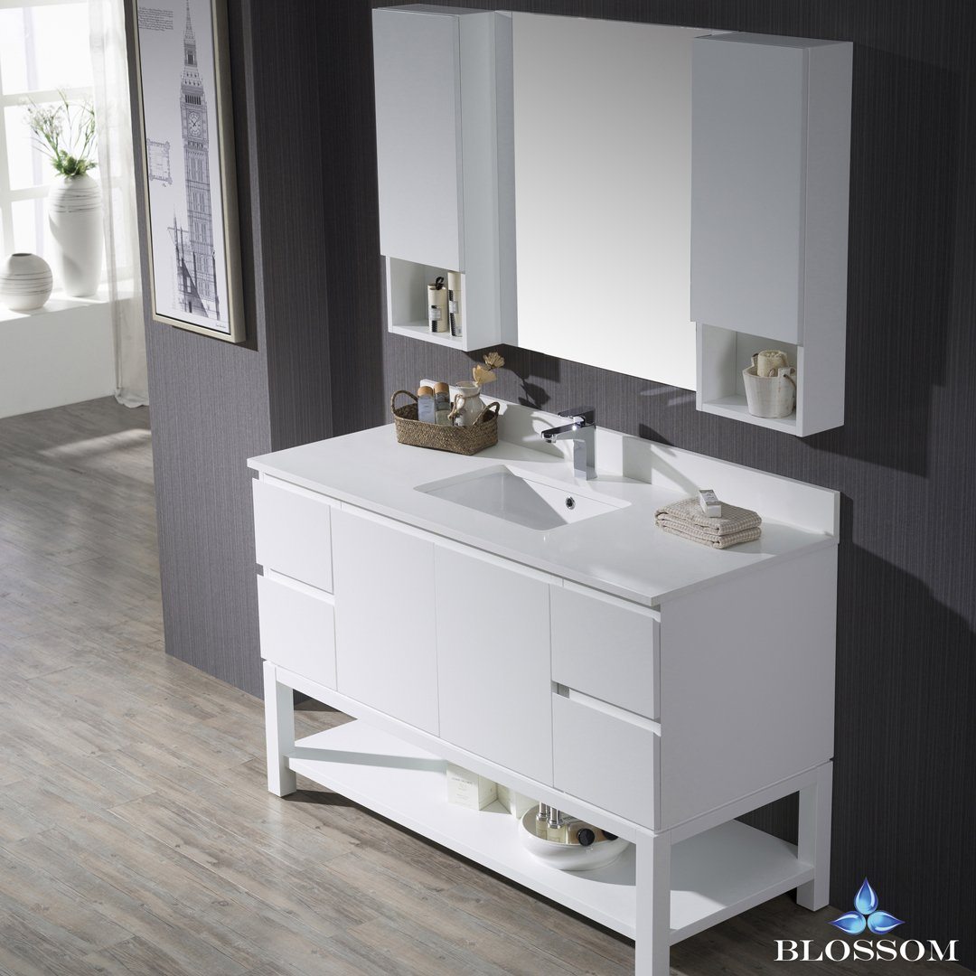 Blossom Monaco 54" w/ Mirror and Wall Cabinets - Luxe Bathroom Vanities Luxury Bathroom Fixtures Bathroom Furniture