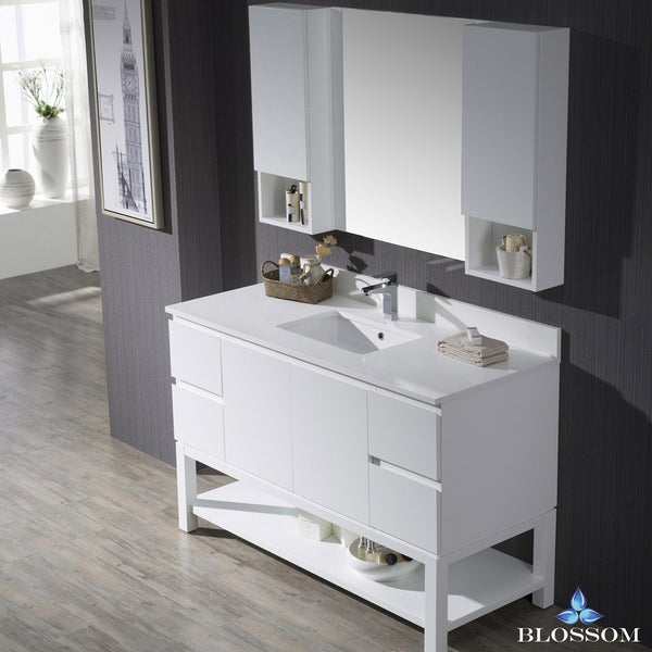 Blossom Monaco 54" w/ Mirror and Wall Cabinets - Luxe Bathroom Vanities Luxury Bathroom Fixtures Bathroom Furniture