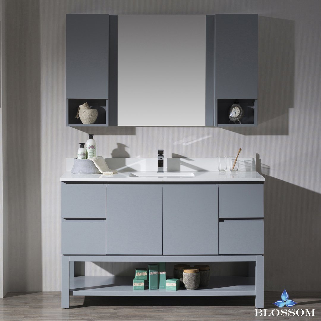 Blossom Monaco 54" w/ Mirror and Wall Cabinets - Luxe Bathroom Vanities Luxury Bathroom Fixtures Bathroom Furniture