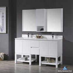 Blossom Monaco 60" Double 24 w/ Mirror and Wall Cabinet - Luxe Bathroom Vanities Luxury Bathroom Fixtures Bathroom Furniture