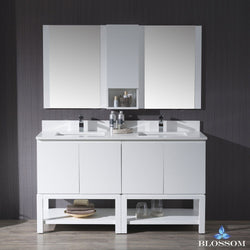 Blossom Monaco 60" Double 30 w/ Mirror and Wall Cabinet - Luxe Bathroom Vanities Luxury Bathroom Fixtures Bathroom Furniture