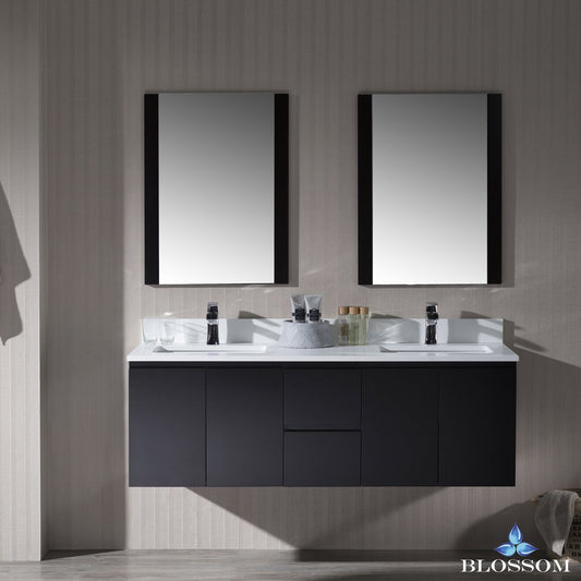 Blossom Monaco 60" Double 24 Wall Mount w/ Mirror (Espresso) - Luxe Bathroom Vanities Luxury Bathroom Fixtures Bathroom Furniture