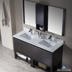 Blossom Monaco 60" Double 30 w/ Mirror and Wall Cabinet - Luxe Bathroom Vanities Luxury Bathroom Fixtures Bathroom Furniture