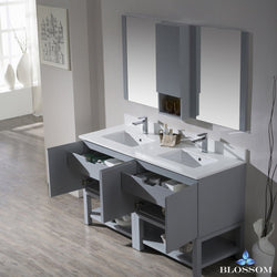 Blossom Monaco 60" Double 30 w/ Mirror and Wall Cabinet - Luxe Bathroom Vanities Luxury Bathroom Fixtures Bathroom Furniture