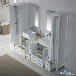 Blossom Sydney 102" w/ Vessel Sinks and Mirror Linen Cabinet - Luxe Bathroom Vanities Luxury Bathroom Fixtures Bathroom Furniture