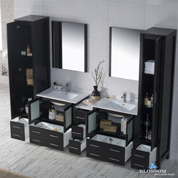 Blossom Sydney 102" w/ Mirror Linen Cabinet - Luxe Bathroom Vanities Luxury Bathroom Fixtures Bathroom Furniture