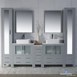 Blossom Sydney 102" w/ Vessel Sinks and Mirror Linen Cabinet - Luxe Bathroom Vanities Luxury Bathroom Fixtures Bathroom Furniture