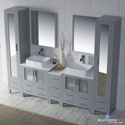 Blossom Sydney 102" w/ Vessel Sinks and Mirror Linen Cabinet - Luxe Bathroom Vanities Luxury Bathroom Fixtures Bathroom Furniture