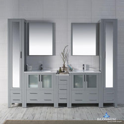Blossom Sydney 102" w/ Mirror Linen Cabinet - Luxe Bathroom Vanities Luxury Bathroom Fixtures Bathroom Furniture
