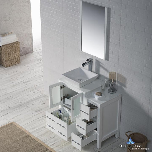 Blossom Sydney 36" w/ Vessel Sink and Side Cabinet - Luxe Bathroom Vanities Luxury Bathroom Fixtures Bathroom Furniture