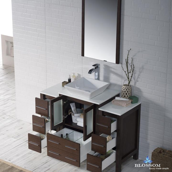 Blossom Sydney 48" w/ Vessel Sink and Double Side Cabinets - Luxe Bathroom Vanities Luxury Bathroom Fixtures Bathroom Furniture