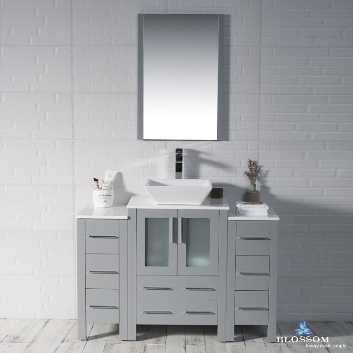 Blossom Sydney 48" w/ Vessel Sink and Double Side Cabinets - Luxe Bathroom Vanities Luxury Bathroom Fixtures Bathroom Furniture