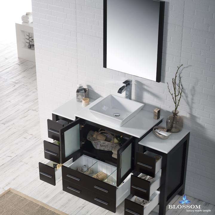 Blossom Sydney 54" w/ Vessel Sink and Double Side Cabinets - Luxe Bathroom Vanities Luxury Bathroom Fixtures Bathroom Furniture