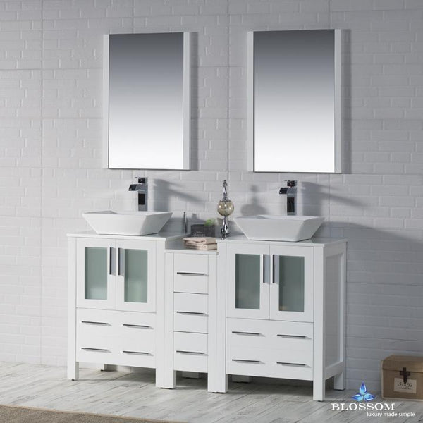 Blossom Sydney 60" Double w/ Vessel Sinks and Mirrors - Luxe Bathroom Vanities Luxury Bathroom Fixtures Bathroom Furniture