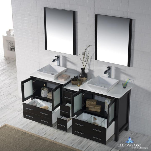 Blossom Sydney 72" Double w/ Vessel Sinks and Mirrors - Luxe Bathroom Vanities Luxury Bathroom Fixtures Bathroom Furniture