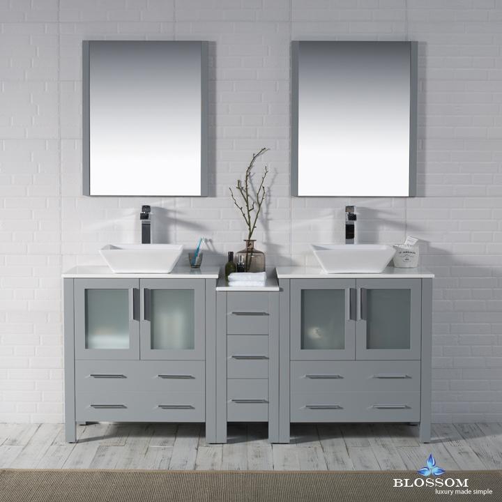 Blossom Sydney 72" Double w/ Vessel Sinks and Mirrors - Luxe Bathroom Vanities Luxury Bathroom Fixtures Bathroom Furniture