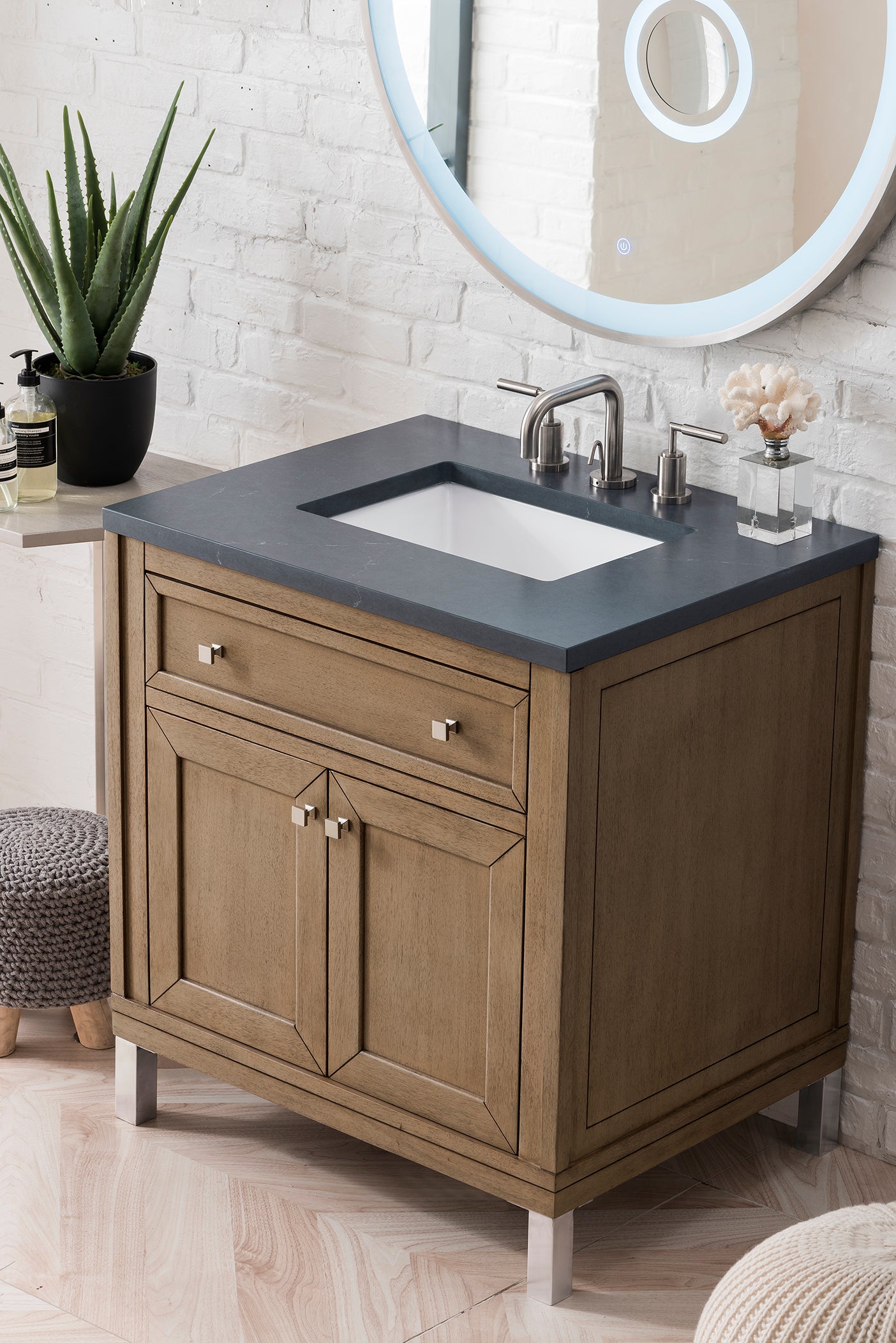 James Martin Chicago 30" Whitewashed Walnut Single Vanity with 3 CM Countertop - Luxe Bathroom Vanities