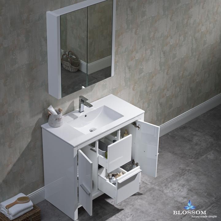 Blossom Milan 36" w/ Medicine Cabinet - Luxe Bathroom Vanities Luxury Bathroom Fixtures Bathroom Furniture