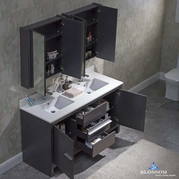 Blossom Milan 60" Double w/ Medicine Cabinets - Luxe Bathroom Vanities Luxury Bathroom Fixtures Bathroom Furniture