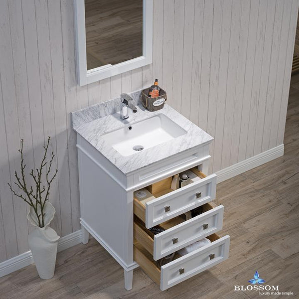 Blossom Bordeaux 24" w/ White Carrara Marble Countertop - Luxe Bathroom Vanities Luxury Bathroom Fixtures Bathroom Furniture