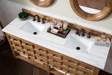 James Martin Malibu 72" Honey Alder Double Vanity with 3 CM Countertop - Luxe Bathroom Vanities