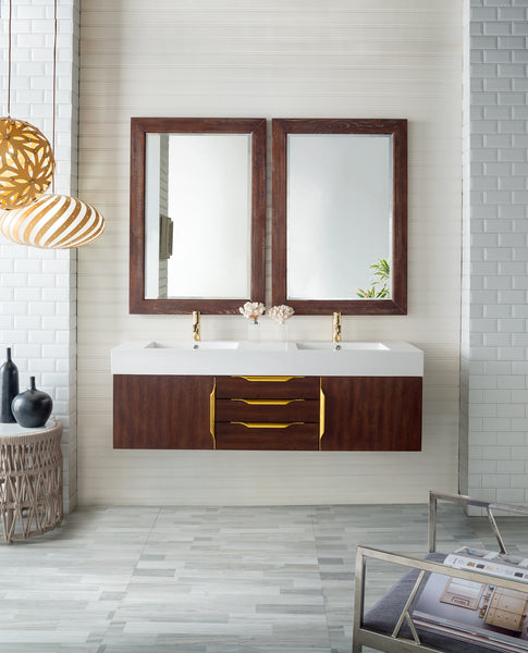 James Martin Mercer Island 59" Double Vanity with Glossy Composite Top - Luxe Bathroom Vanities