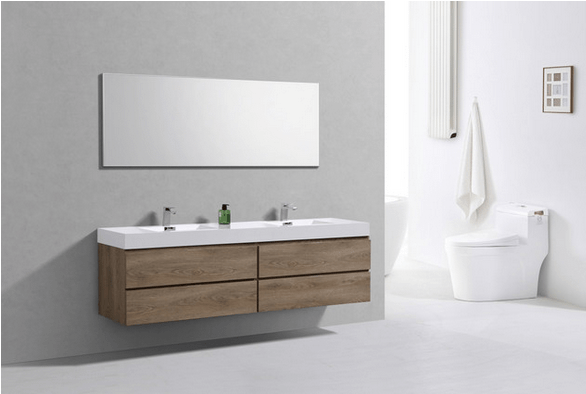 Kubebath Bliss 80" Double Sink Wall Mount Modern Bathroom Vanity - Luxe Bathroom Vanities