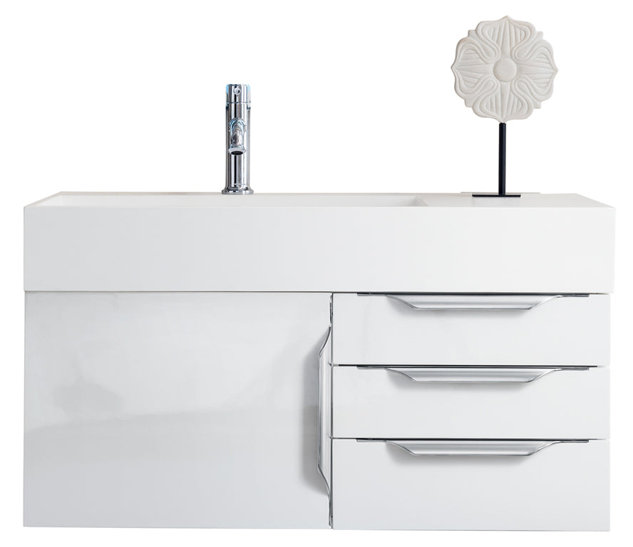 James Martin Mercer Island 36" Single Vanity with Glossy Composite Top - Luxe Bathroom Vanities